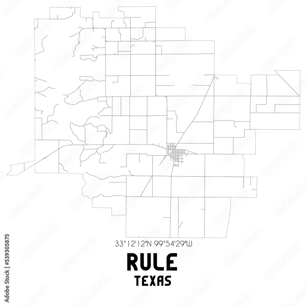 Rule Texas. US street map with black and white lines.