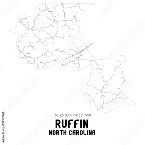 Ruffin North Carolina. US street map with black and white lines. photo