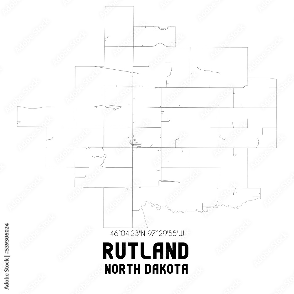 Rutland North Dakota. US street map with black and white lines. Rutland North Dakota. US street map with black and white lines.