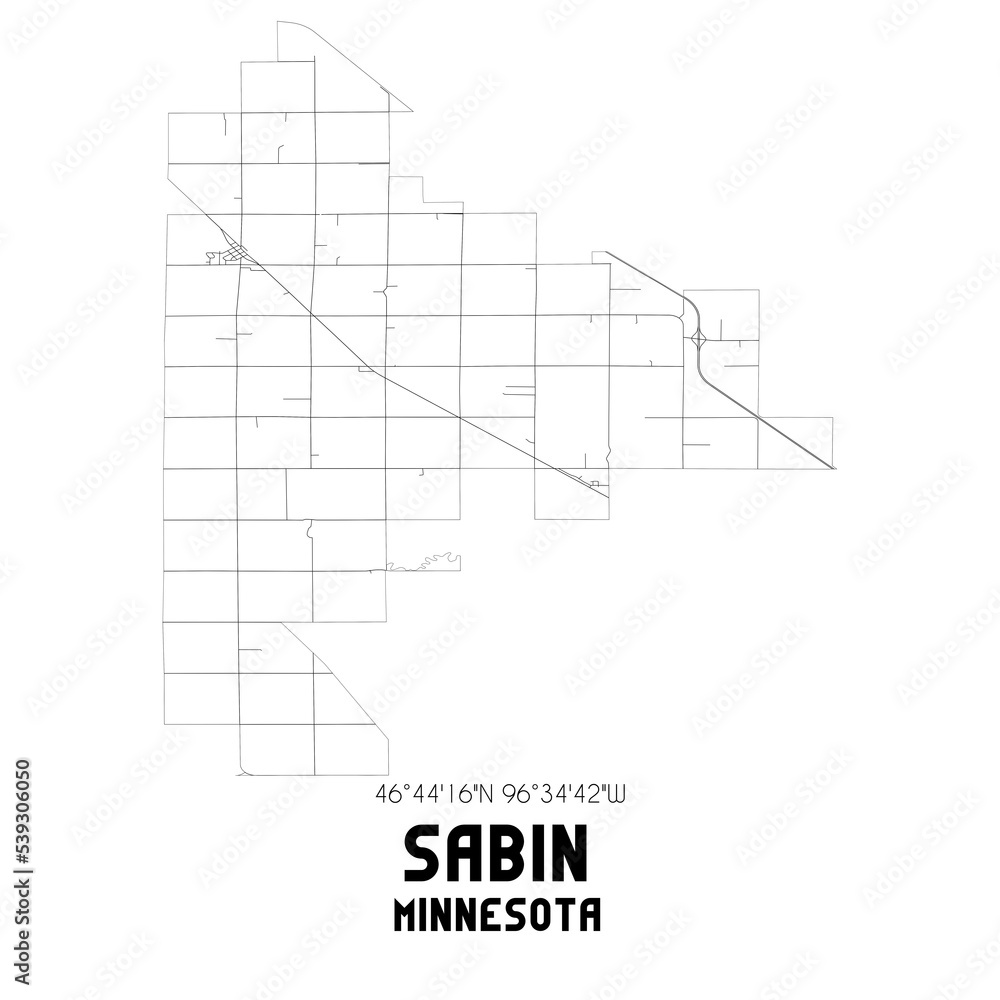 Sabin Minnesota. US street map with black and white lines. Sabin Minnesota. US street map with black and white lines.