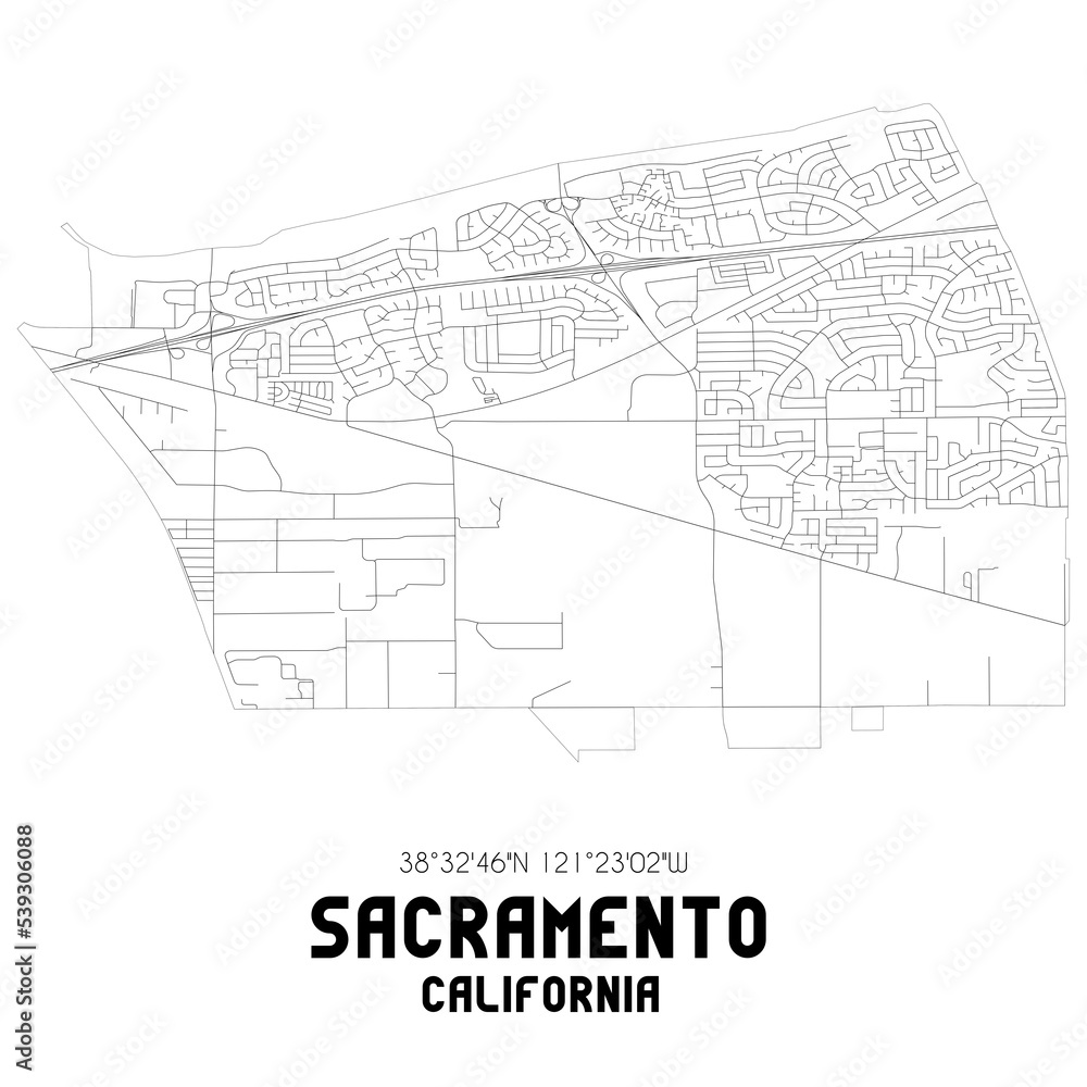 Sacramento California. US street map with black and white lines. Sacramento California. US street map with black and white lines.