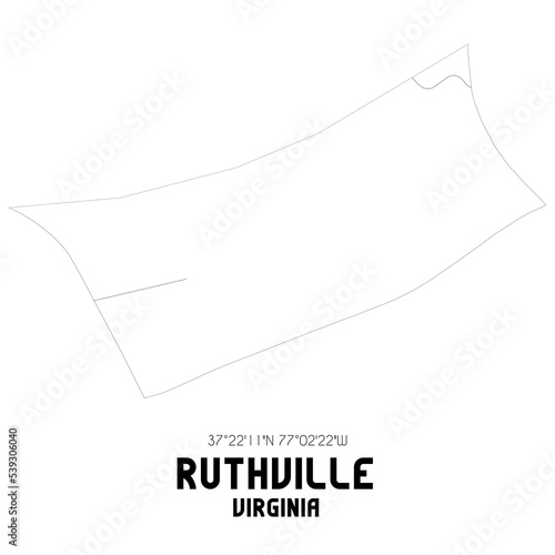 Ruthville Virginia. US street map with black and white lines.