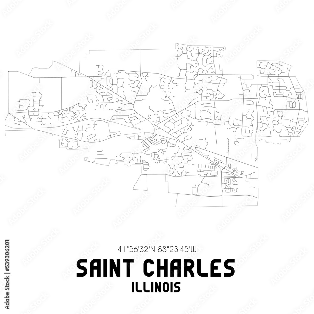 Saint Charles Illinois. US street map with black and white lines. Saint Charles Illinois. US street map with black and white lines.