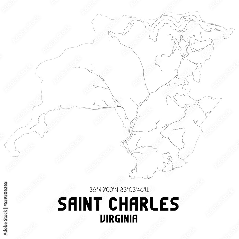 Saint Charles Virginia. US street map with black and white lines.