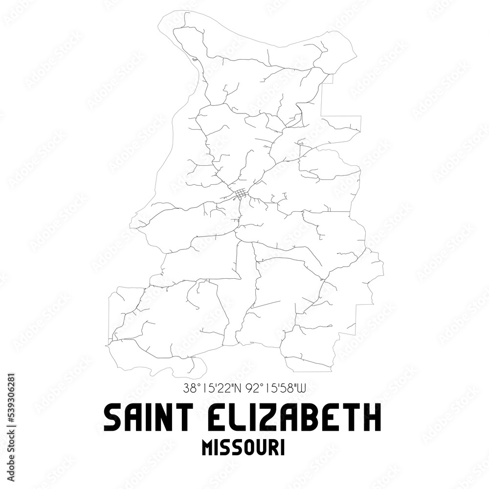 Saint Elizabeth Missouri. US street map with black and white lines. Saint Elizabeth Missouri. US street map with black and white lines.