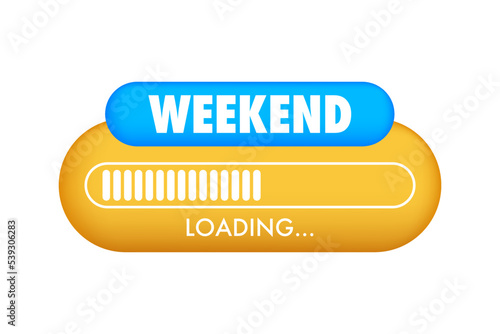 Cartoon weekend loading for print design. Black friday. Holiday illustration. Calendar design.