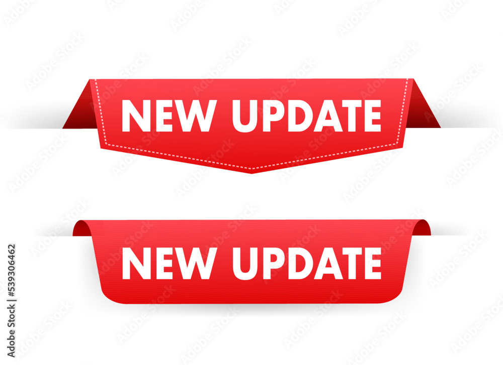 New update Red ribbon, Label Icon Vector Design. Vector illustration. New update Red ribbon, Label Icon Vector Design. Vector illustration.