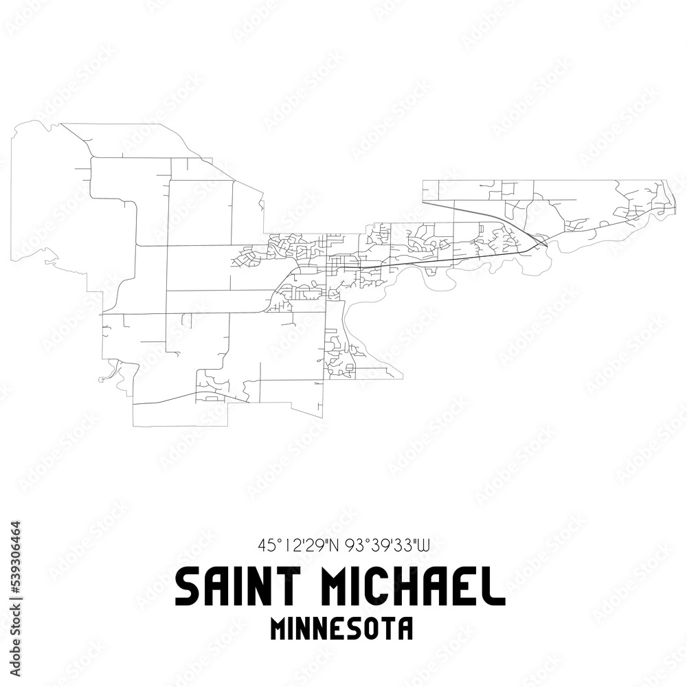 Saint Michael Minnesota. US street map with black and white lines.