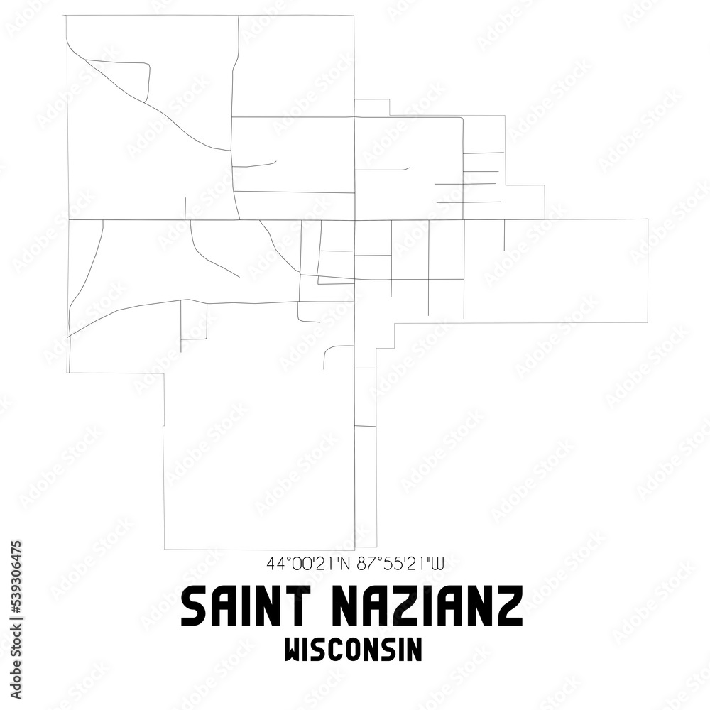 Saint Nazianz Wisconsin. US street map with black and white lines. Saint Nazianz Wisconsin. US street map with black and white lines.