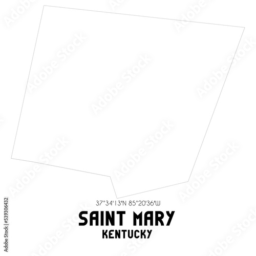 Saint Mary Kentucky. US street map with black and white lines.