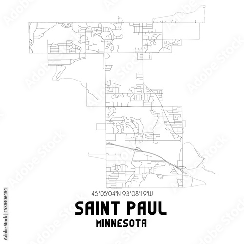 Bilde på lerret Saint Paul Minnesota. US street map with black and white lines.