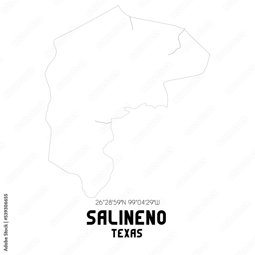 Salineno Texas. US street map with black and white lines. Salineno Texas. US street map with black and white lines.