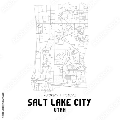 Obraz na płótnie Salt Lake City Utah. US street map with black and white lines. w salonie