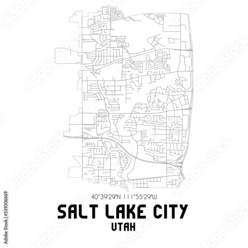 Salt Lake City Utah. US street map with black and white lines. photo