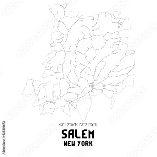 Salem New York. US street map with black and white lines.