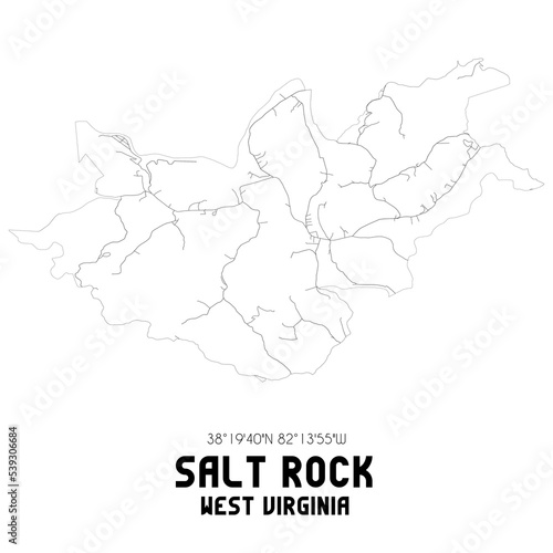 Salt Rock West Virginia. US street map with black and white lines.