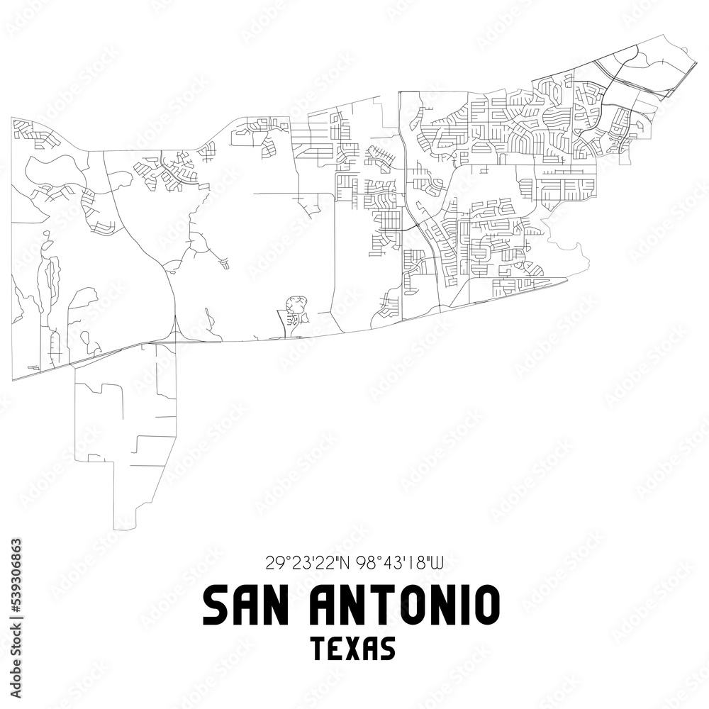 Fototapeta mapa świata dla dzieci San Antonio Texas. US street map with