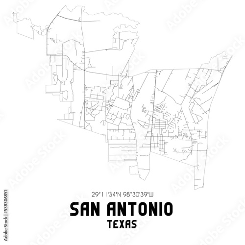 San Antonio Texas. US street map with black and white lines. © Rezona