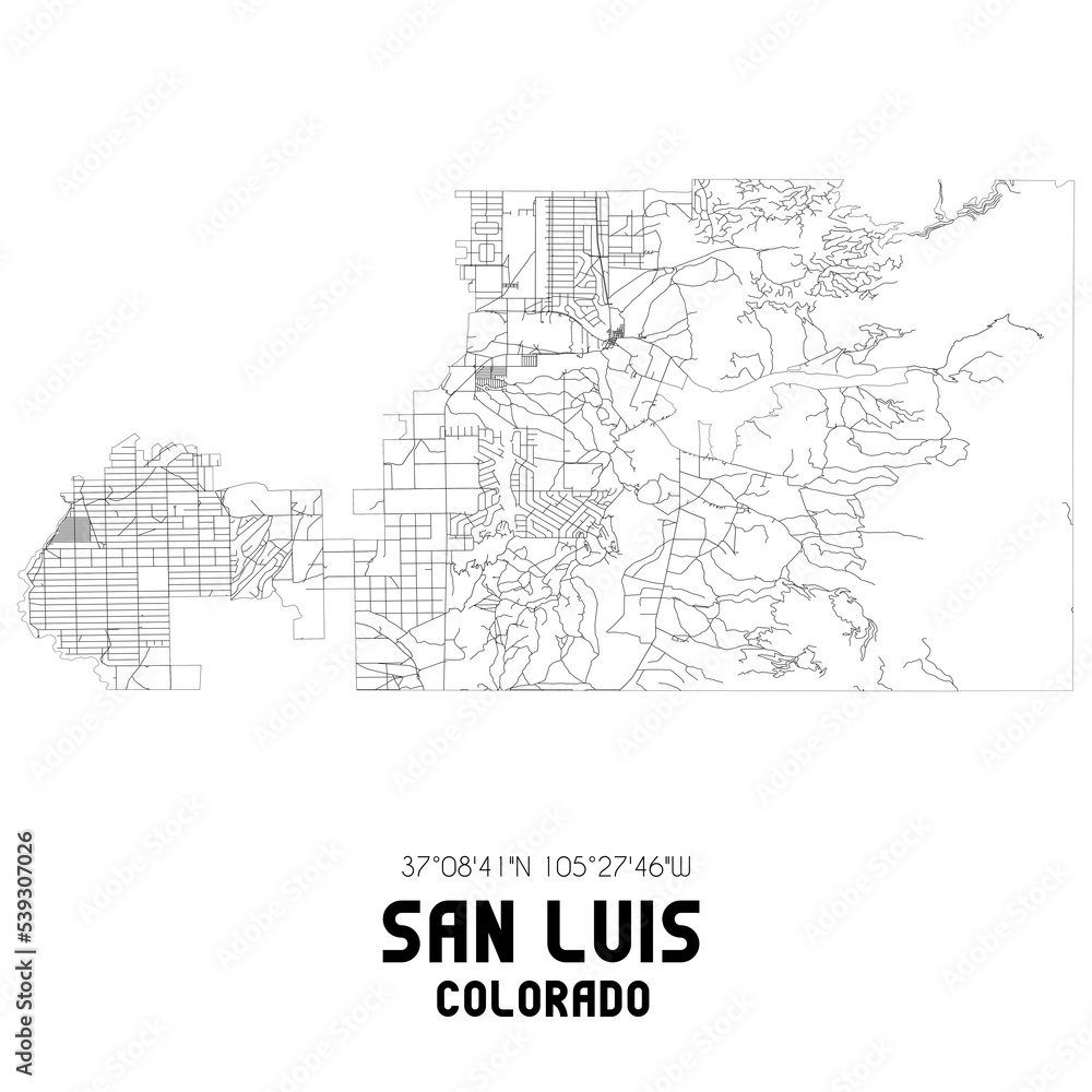 San Luis Colorado. US street map with black and white lines. San Luis Colorado. US street map with black and white lines.