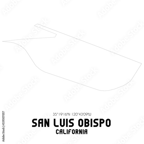 San Luis Obispo California. US street map with black and white lines.