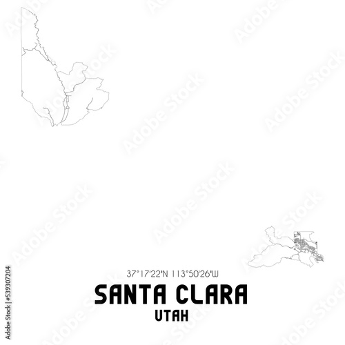 Santa Clara Utah. US street map with black and white lines.
