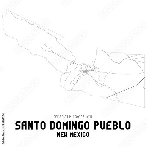 Santo Domingo Pueblo New Mexico. US street map with black and white lines. photo