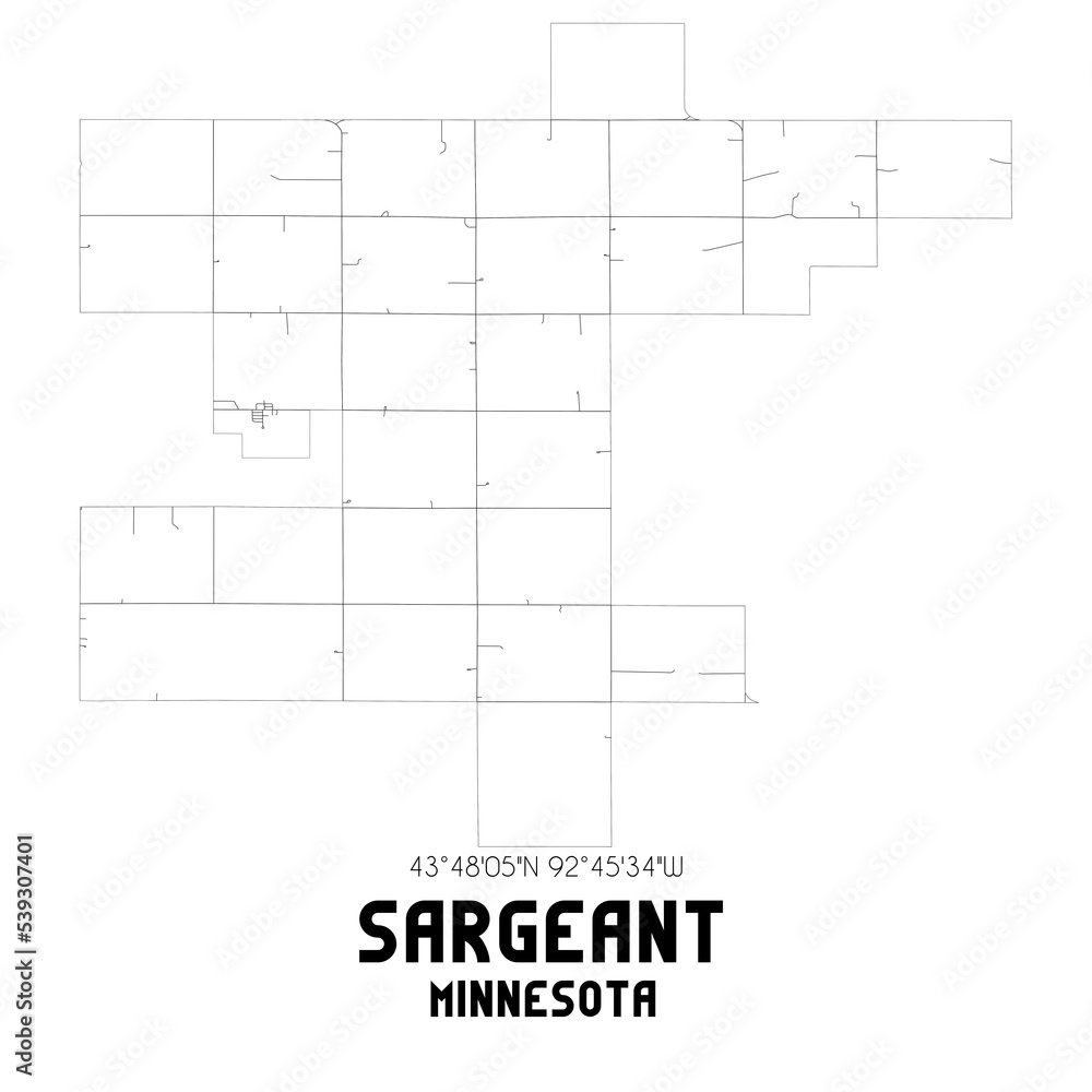 Sargeant Minnesota. US street map with black and white lines. Sargeant Minnesota. US street map with black and white lines.