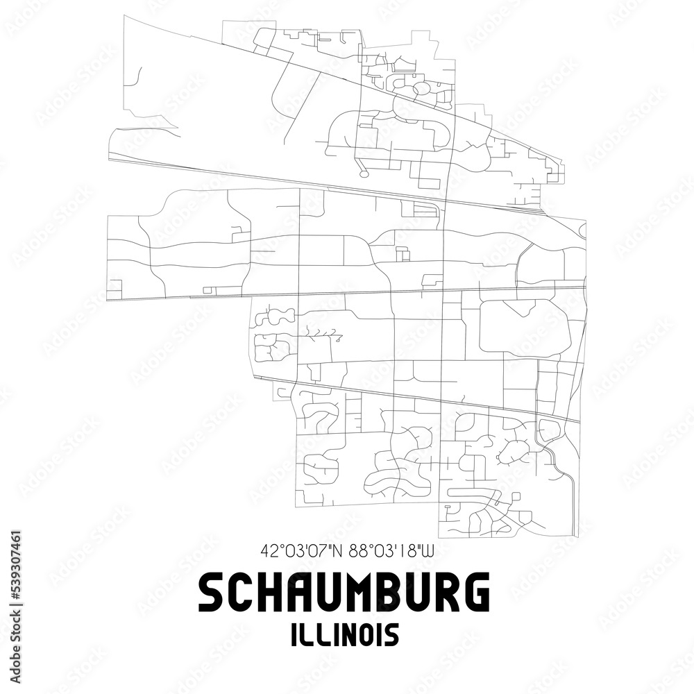 Schaumburg Illinois. US street map with black and white lines. Schaumburg Illinois. US street map with black and white lines.