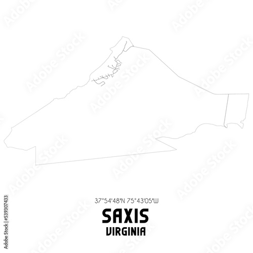 Saxis Virginia. US street map with black and white lines. photo