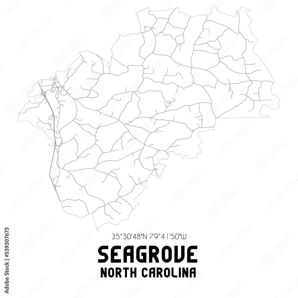 Seagrove North Carolina. US street map with black and white lines.