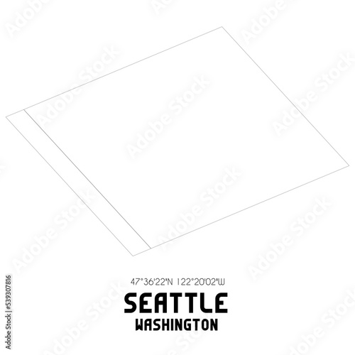 Seattle Washington. US street map with black and white lines.