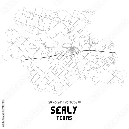 Sealy Texas. US street map with black and white lines. photo