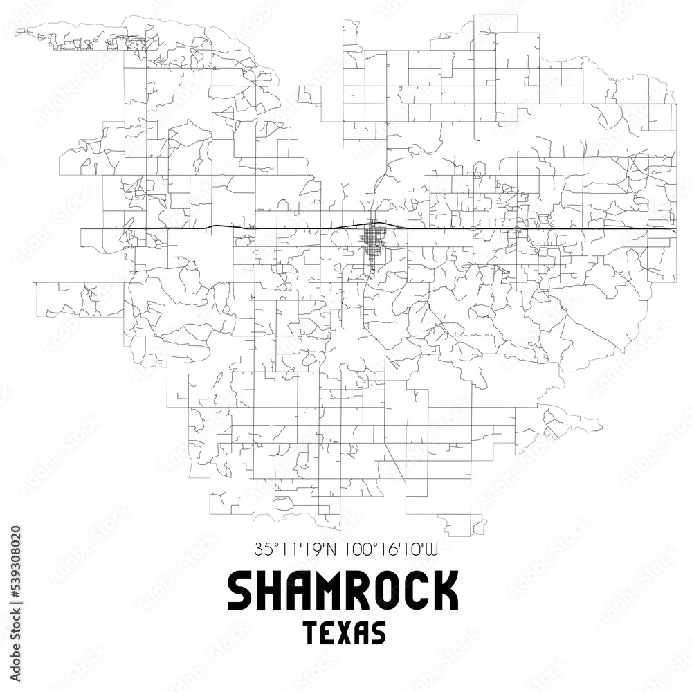 Shamrock Texas. US street map with black and white lines. Shamrock Texas. US street map with black and white lines.