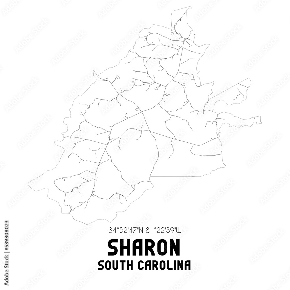 Sharon South Carolina. US street map with black and white lines. Sharon South Carolina. US street map with black and white lines.