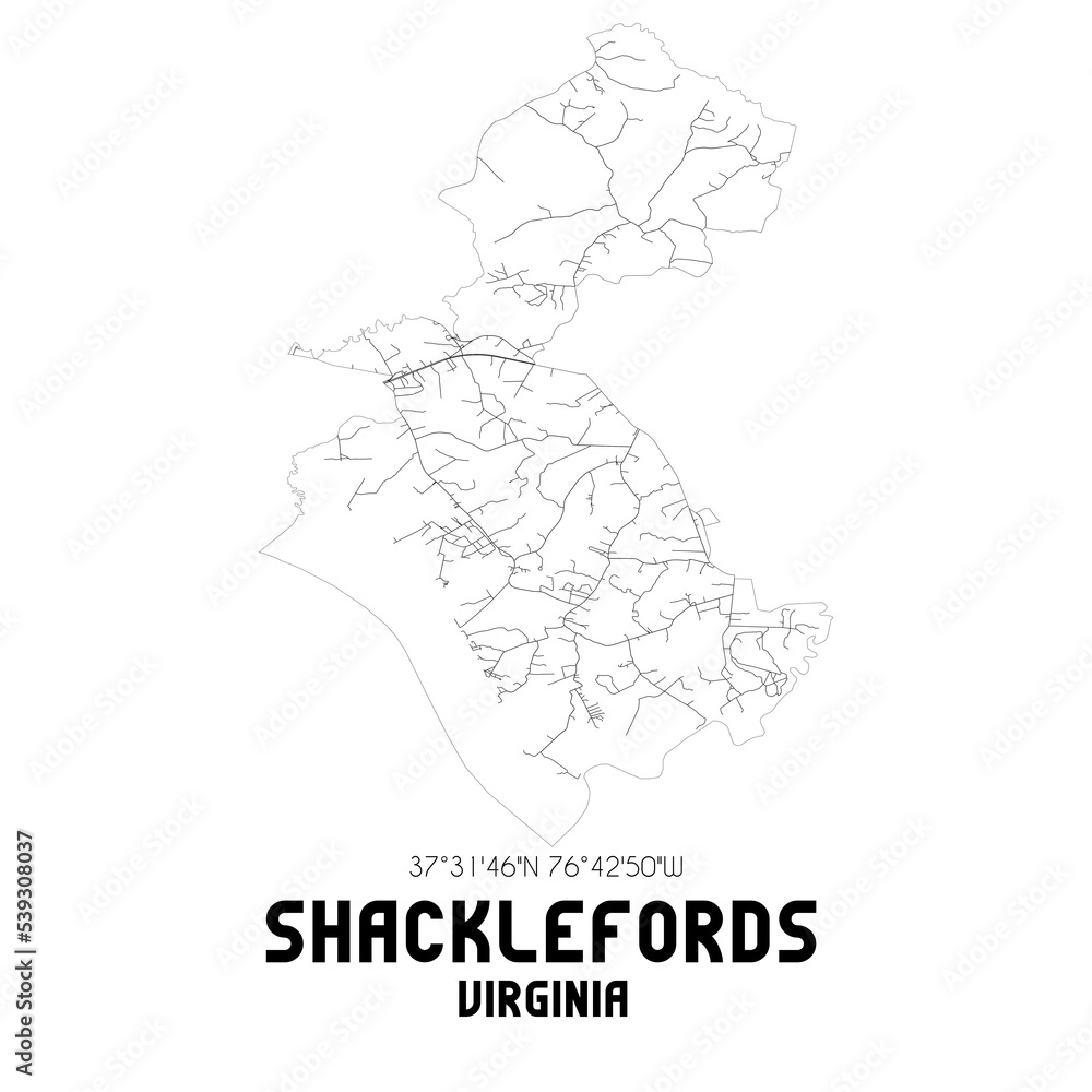 Fototapeta mapa świata dla dzieci Shacklefords Virginia. US street map