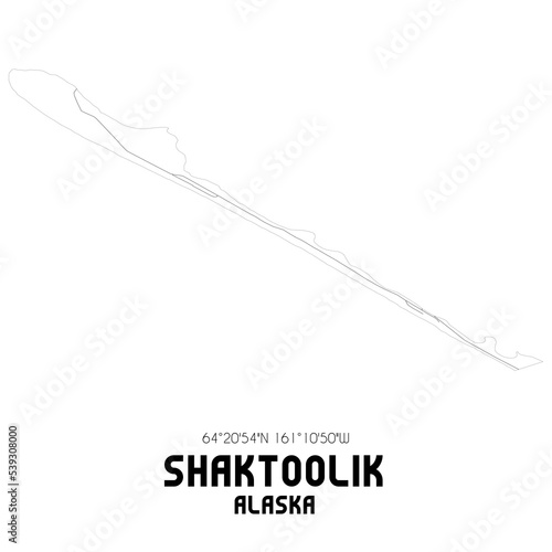 Shaktoolik Alaska. US street map with black and white lines.