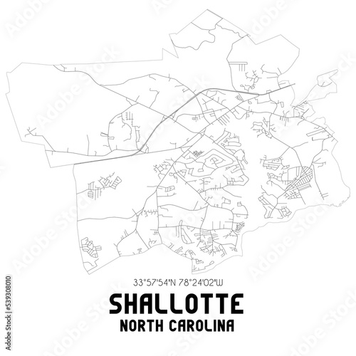 Shallotte North Carolina. US street map with black and white lines.