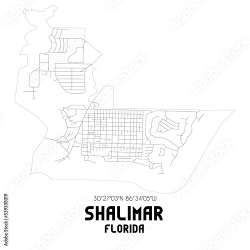 Shalimar Florida. US street map with black and white lines. photo