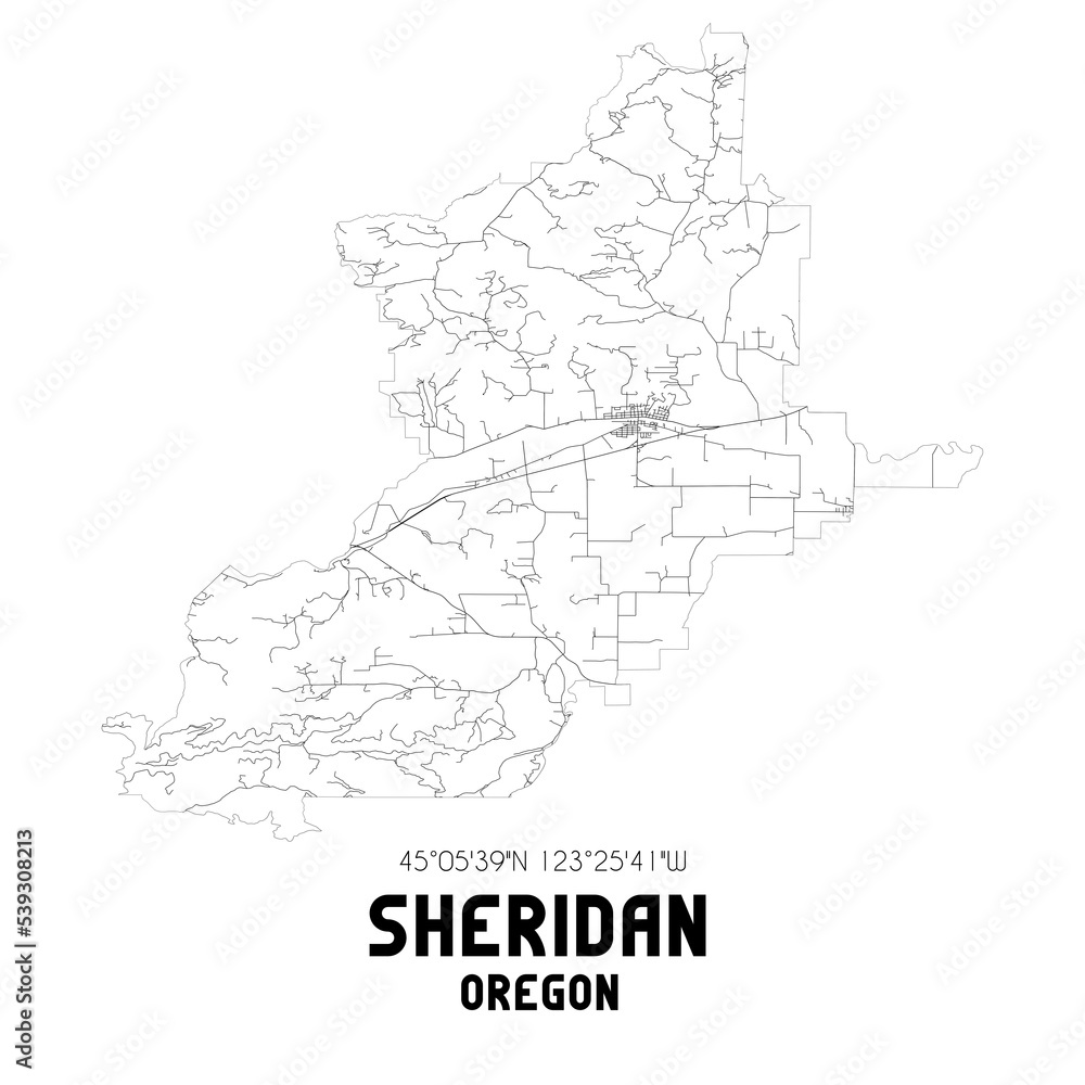 Sheridan Oregon. US street map with black and white lines. Sheridan Oregon. US street map with black and white lines.