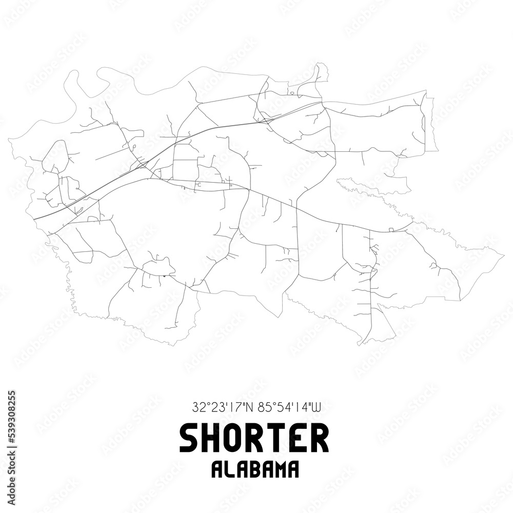 Fototapeta mapa świata dla dzieci Shorter Alabama. US street map with