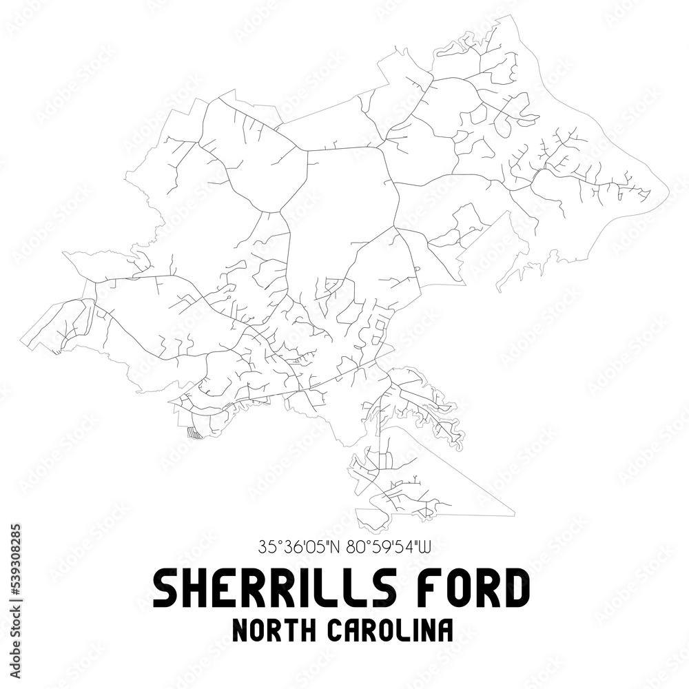 Sherrills Ford North Carolina. US street map with black and white lines. Sherrills Ford North Carolina. US street map with black and white lines.