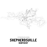 Shepherdsville Kentucky. US street map with black and white lines.