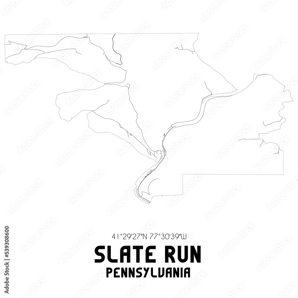 Slate Run Pennsylvania. US street map with black and white lines.