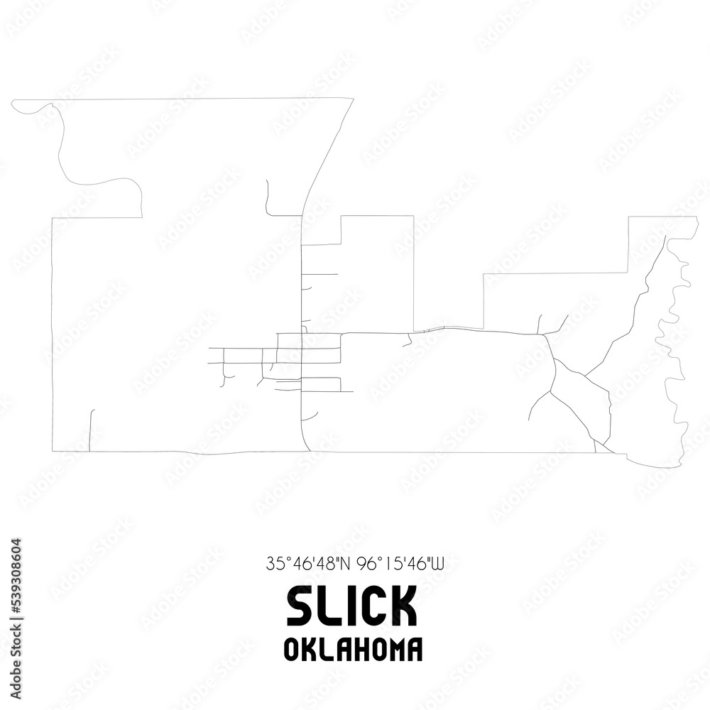 Slick Oklahoma. US street map with black and white lines. Slick Oklahoma. US street map with black and white lines.