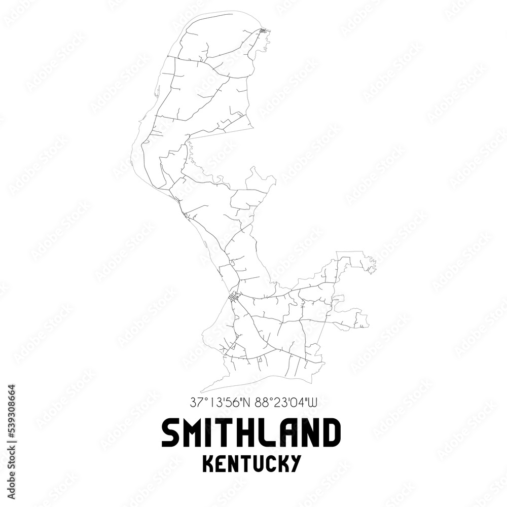 Smithland Kentucky. US street map with black and white lines. Smithland Kentucky. US street map with black and white lines.