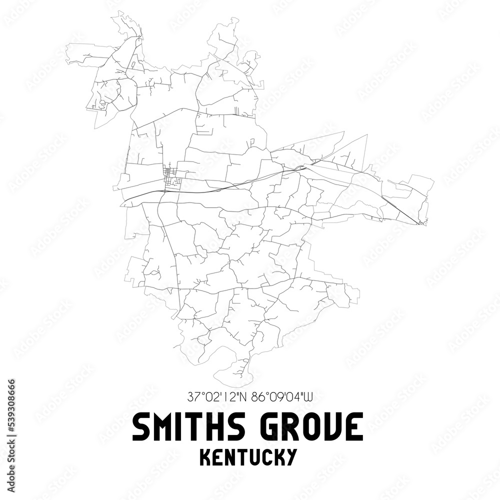 Smiths Grove Kentucky. US street map with black and white lines. Smiths Grove Kentucky. US street map with black and white lines.