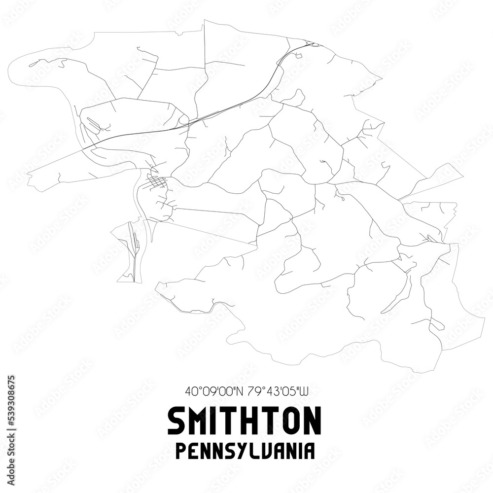 Smithton Pennsylvania. US street map with black and white lines.