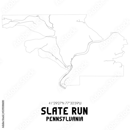 Slate Run Pennsylvania. US street map with black and white lines.