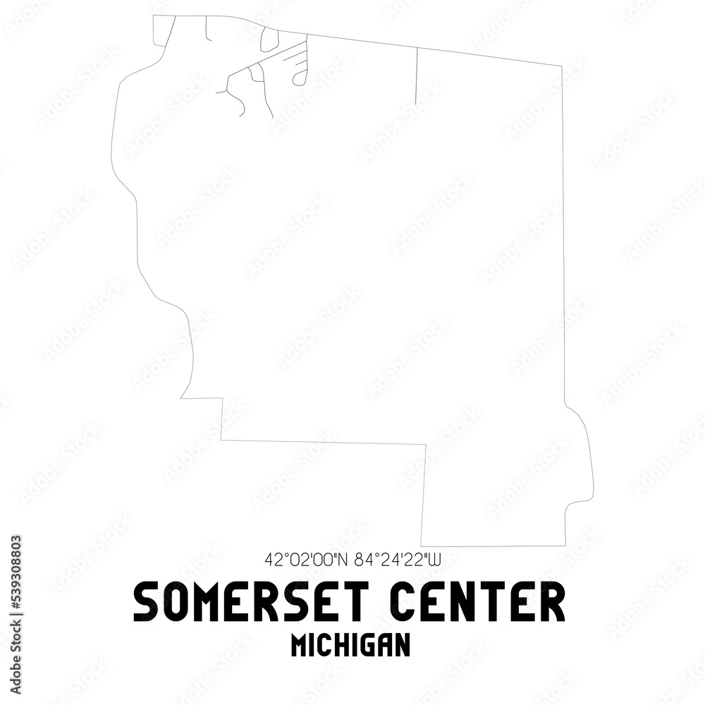 Somerset Center Michigan. US street map with black and white lines. Somerset Center Michigan. US street map with black and white lines.