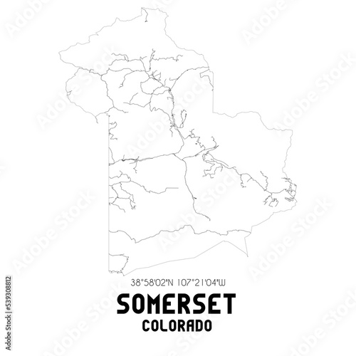 Somerset Colorado. US street map with black and white lines.